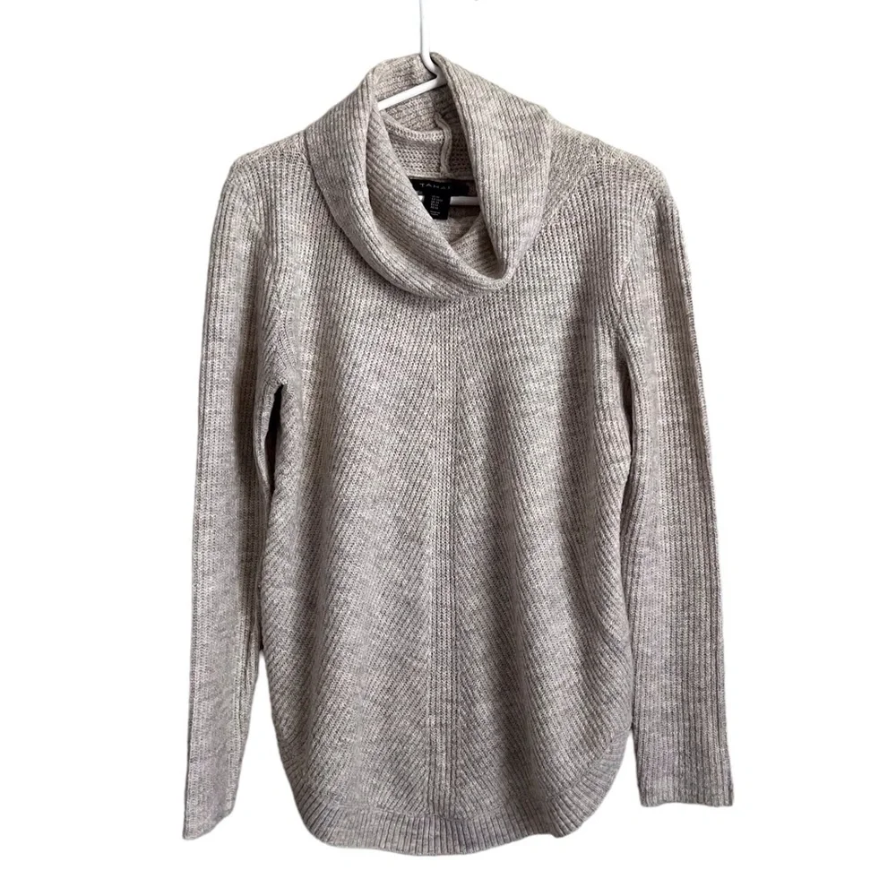 Tahari Womens Turtleneck Sweater Beige Tan Ribbed Knit Neutral Coastal Medium - Picture 1 of 7